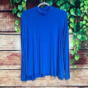 J Jill Wearever Turtleneck Large Long Sleeve Royal Blue Shirt Top Blouse